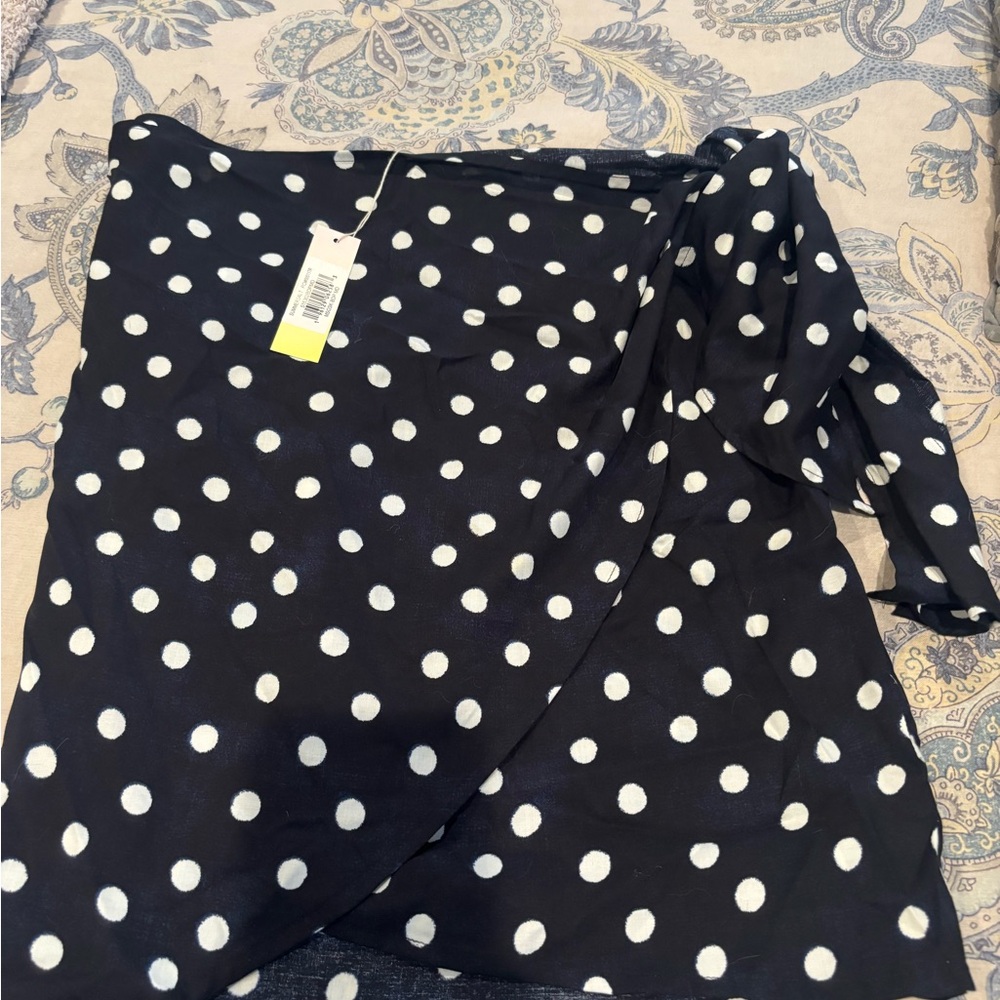 summersalt Black and White Polka Dot Asymmetrical Wrap Skirt/ cover up